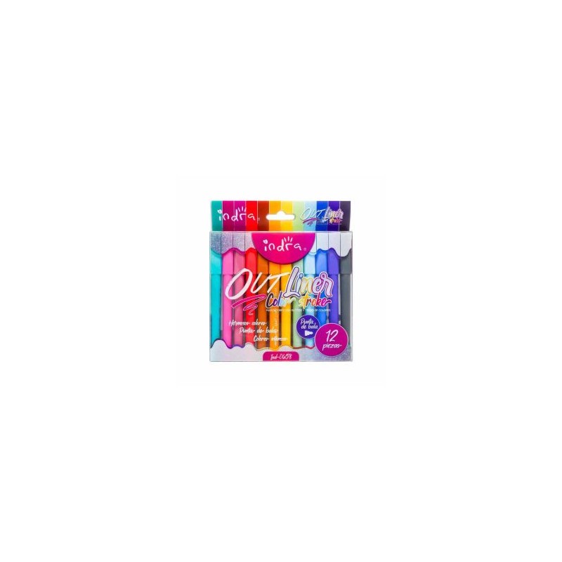 Marcadores con Glitter Outliner Indra c/12